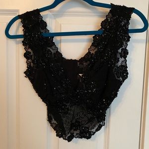 Black lace sequin top